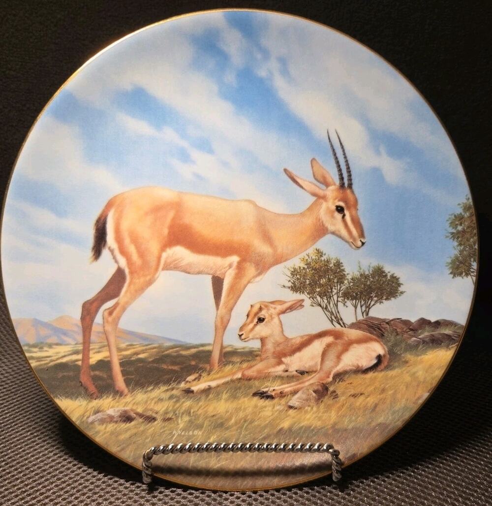 Vntg 1990 "The Slender-Horned Gazelle" collector plate by artist Will Nelson
